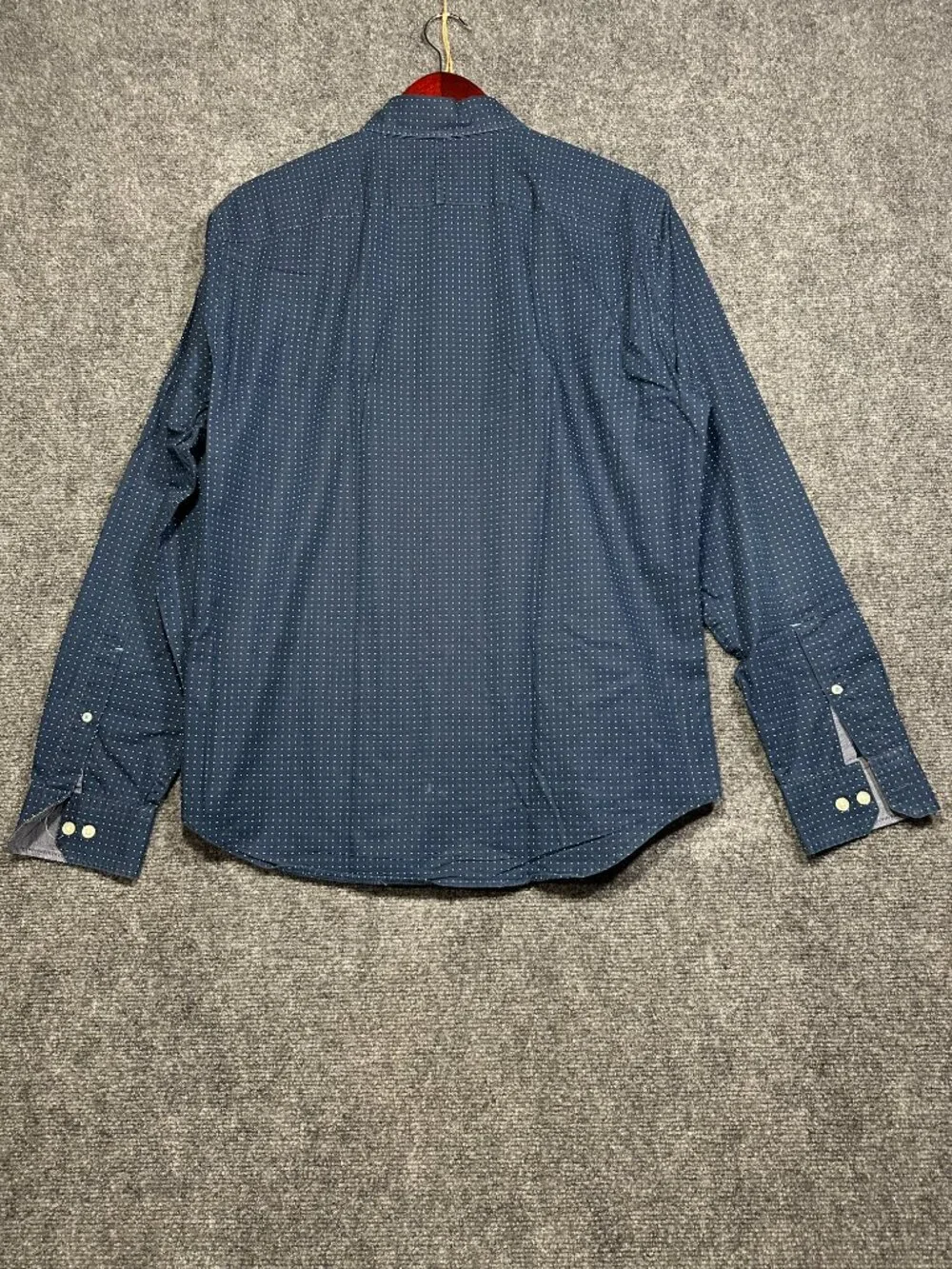 Banana Republic Shirt Mens Medium Grant Fit Custom Wash Blue White Polka Dot